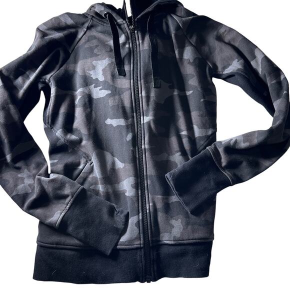 Athleta Women's Full Zip Hooded Black Camo Triumph Printed Hoodie Medium gorp - Picture 1 of 6